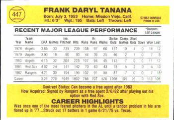1983 Donruss #447 Frank Tanana Back