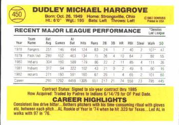 1983 Donruss #450 Mike Hargrove Back