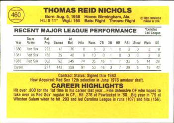 1983 Donruss #460 Reid Nichols Back