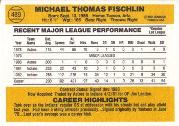 1983 Donruss #489 Mike Fischlin Back