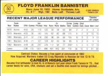 1983 Donruss #50 Floyd Bannister Back