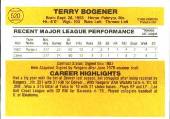 1983 Donruss #520 Terry Bogener Back