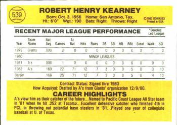 1983 Donruss #539 Bob Kearney Back