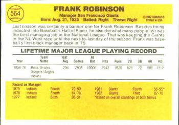 1983 Donruss #564 Frank Robinson Back