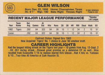 1983 Donruss #580 Glenn Wilson Back