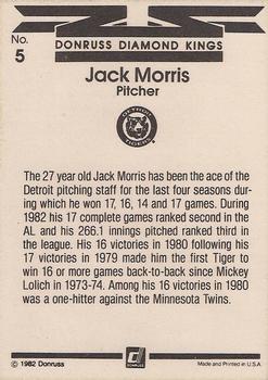 1983 Donruss #5 Jack Morris Back