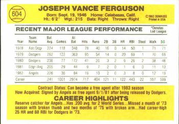 1983 Donruss #604 Joe Ferguson Back