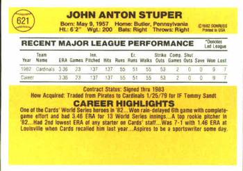 1983 Donruss #621 John Stuper Back