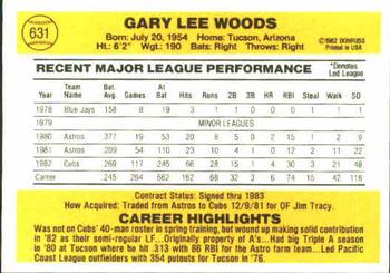 1983 Donruss #631 Gary Woods Back