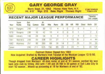 1983 Donruss #637 Gary Gray Back