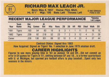 1983 Donruss #81 Rick Leach Back