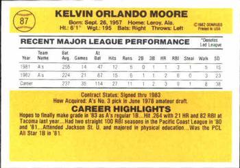 1983 Donruss #87 Kelvin Moore Back
