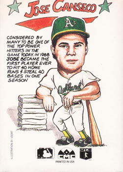 1990 Collect-A-Books #25 Jose Canseco Back