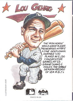 1990 Collect-A-Books #34 Lou Gehrig Back