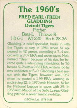 1978 TCMA The 1960's I #0158 Fred Gladding Back