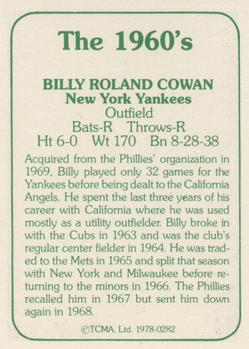 1978 TCMA The 1960's I #0282 Billy Cowan Back