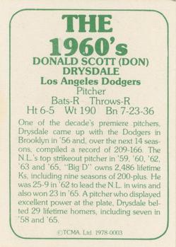1978 TCMA The 1960's I #0003 Don Drysdale Back