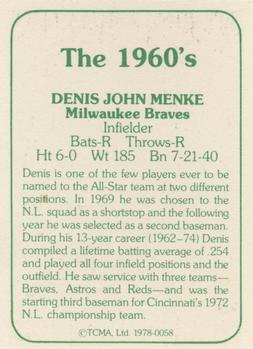 1978 TCMA The 1960's I #0058 Denis Menke Back