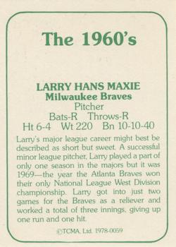 1978 TCMA The 1960's I #0059 Larry Maxie Back