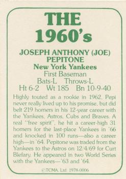 1978 TCMA The 1960's I #0006 Joe Pepitone Back