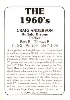 1981 TCMA The 1960's II #0295 Craig Anderson Back