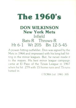 1981 TCMA The 1960's II #305 Don Wilkinson Back