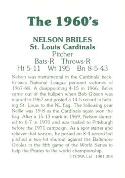 1981 TCMA The 1960's II #308 Nelson Briles Back