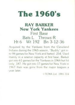 1981 TCMA The 1960's II #314 Ray Barker Back