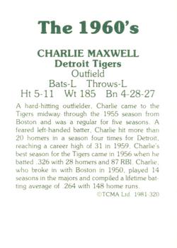 1981 TCMA The 1960's II #320 Charlie Maxwell Back
