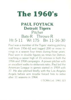 1981 TCMA The 1960's II #323 Paul Foytack Back