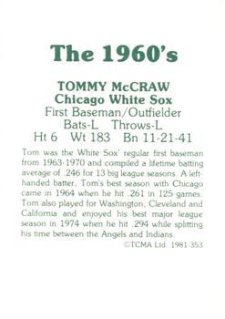 1981 TCMA The 1960's II #353 Tommy McCraw Back