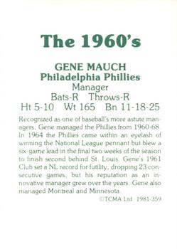 1981 TCMA The 1960's II #359 Gene Mauch Back