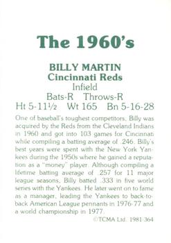1981 TCMA The 1960's II #364 Billy Martin Back