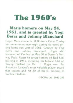 1981 TCMA The 1960's II #382 Roger Maris / Yogi Berra / Johnny Blanchard Back