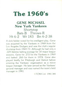 1981 TCMA The 1960's II #384 Gene Michael Back