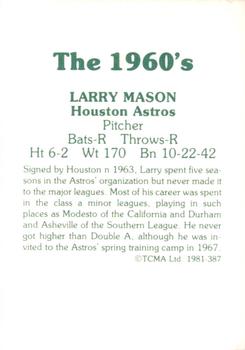 1981 TCMA The 1960's II #387 Larry Mason Back