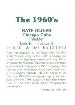 1981 TCMA The 1960's II #389 Nate Oliver Back