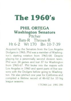 1981 TCMA The 1960's II #390 Phil Ortega Back