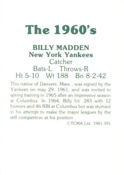 1981 TCMA The 1960's II #391 Billy Madden Back