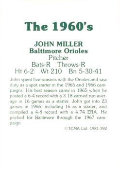 1981 TCMA The 1960's II #392 John Miller Back