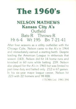 1981 TCMA The 1960's II #394 Nelson Mathews Back
