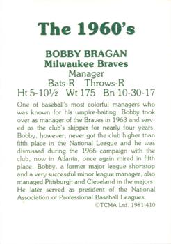 1981 TCMA The 1960's II #410 Bobby Bragan Back