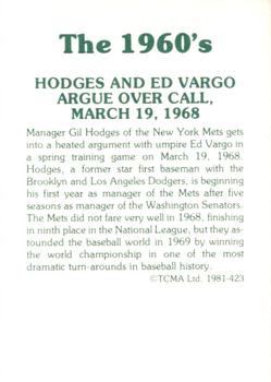 1981 TCMA The 1960's II #423 Gil Hodges / Ed Vargo Back