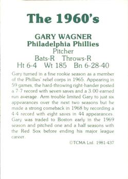 1981 TCMA The 1960's II #437 Gary Wagner Back
