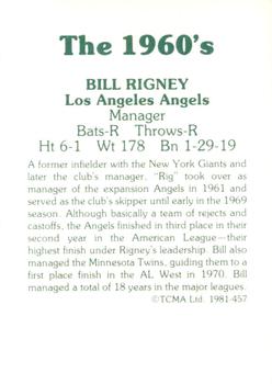 1981 TCMA The 1960's II #457 Bill Rigney Back