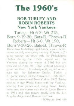 1981 TCMA The 1960's II #459 Bob Turley / Robin Roberts Back
