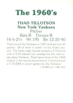 1981 TCMA The 1960's II #462 Thad Tillotson Back