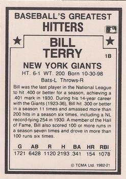 1987 TCMA 1982 Greatest Hitters #21 Bill Terry Back