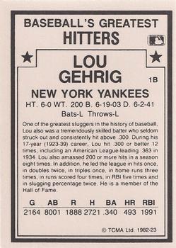 1987 TCMA 1982 Greatest Hitters #23 Lou Gehrig Back