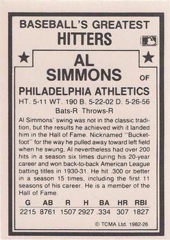 1987 TCMA 1982 Greatest Hitters #26 Al Simmons Back